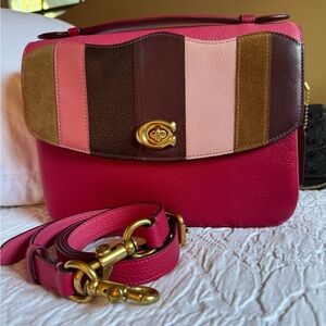 Coach (Re)loved Upcrafted Cassie Bag in Pink Colorblock Suede Rare Reloved
